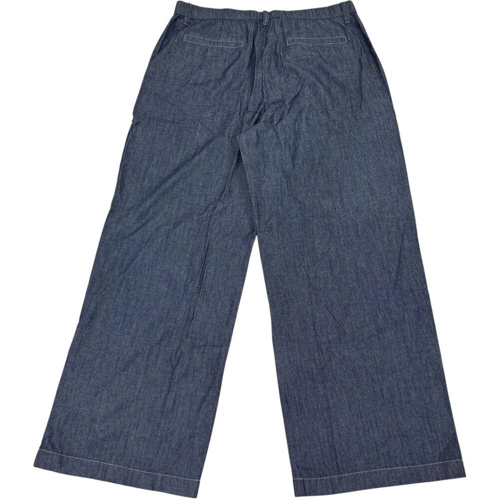 Eileen Fisher High Waisted Full Length Trouser Womens L Dark Indigo Denim Wide L